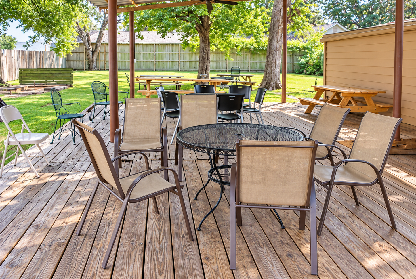 Covered outdoor patio at Catty-Corner Ice House